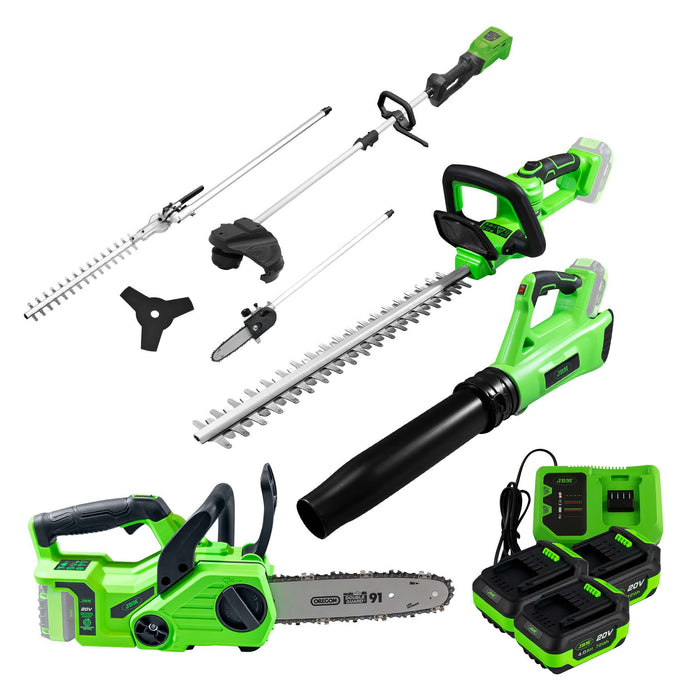 MOTOSIERRA + SOPLADOR + CORTASETOS + DESBROZADORA + 60013 (X3) + 60017