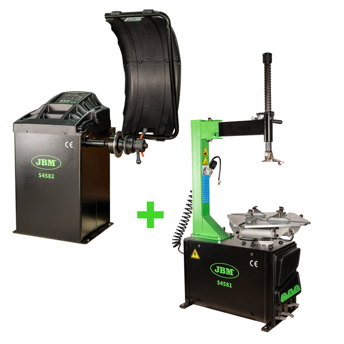 54582 EQUILIBRADORA DIGITAL DE RUEDAS + 54581 DESMONTADORA DE NEUMÁTICOS SEMIAUTOMÁTICA