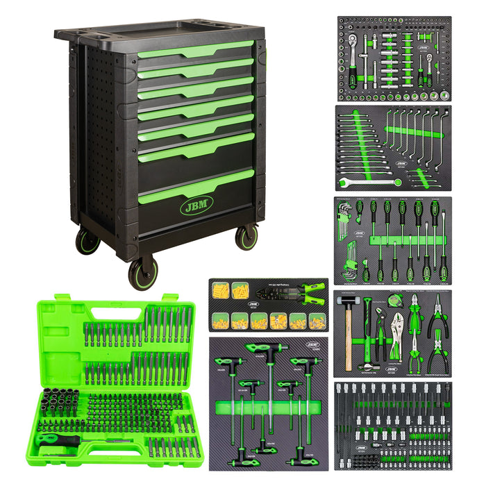 7-DRAWER TOOL TROLLEY EQUIPPED WITH OVER 493 PIECES