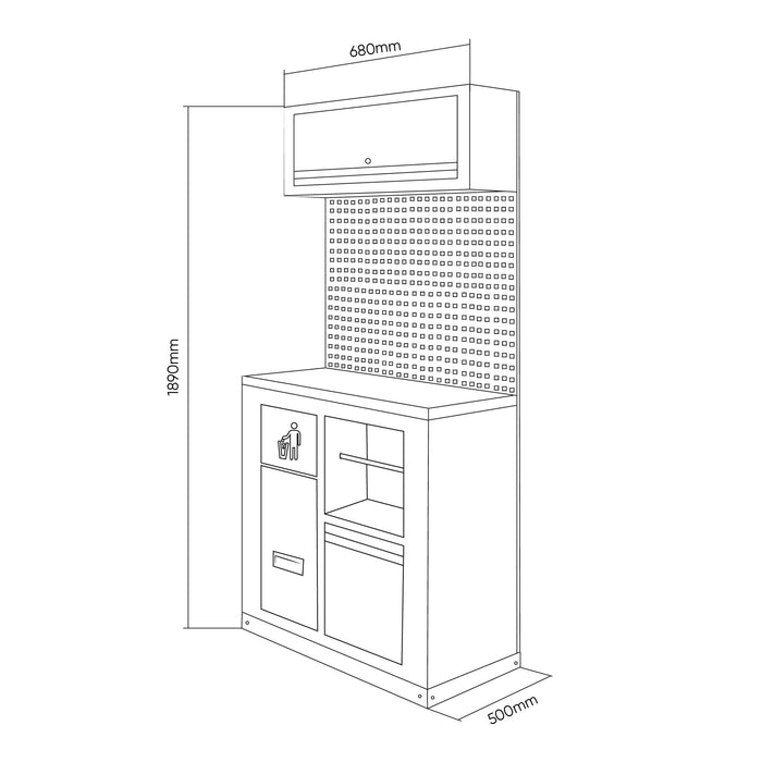 CONJUNTO DE MUEBLES MODULARES (7PCS) - EXTENSIÓN CON ARMARIO CON PORTABOBINA (REF.16493)