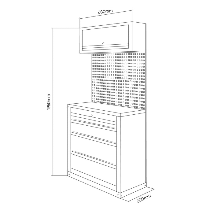 CONJUNTO DE MUEBLES MODULARES (7PCS) - EXTENSIÓN CON ARMARIO DE 4 CAJONES (REF.16627)