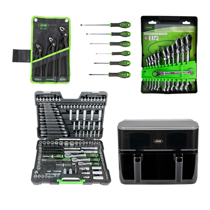51318 SET DE 12 LLAVES + 54045 MALETÍN DE HERRAMIENTAS 216 PCS + 53483 SET DE 3 ALICATES + 54070