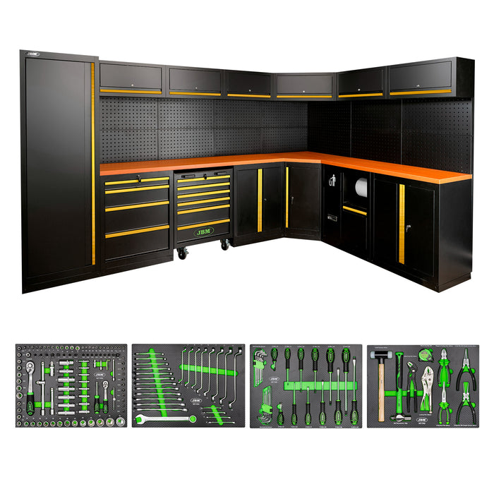 ENSEMBLE MEUBLE D'ANGLE D'ATELIER MODULABLE + KIT D'OUTILS