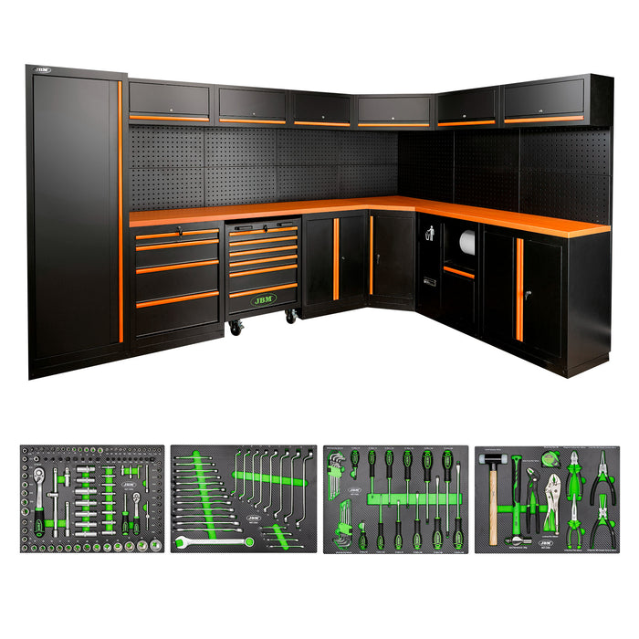 ENSEMBLE MEUBLE D'ANGLE D'ATELIER MODULABLE + KIT D'OUTILS