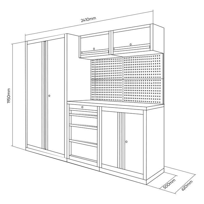 MODULAR FURNITURE SET (13PCS) - SET WITH TWO-DOOR WARDROBE (REF.18105) - YELLOW