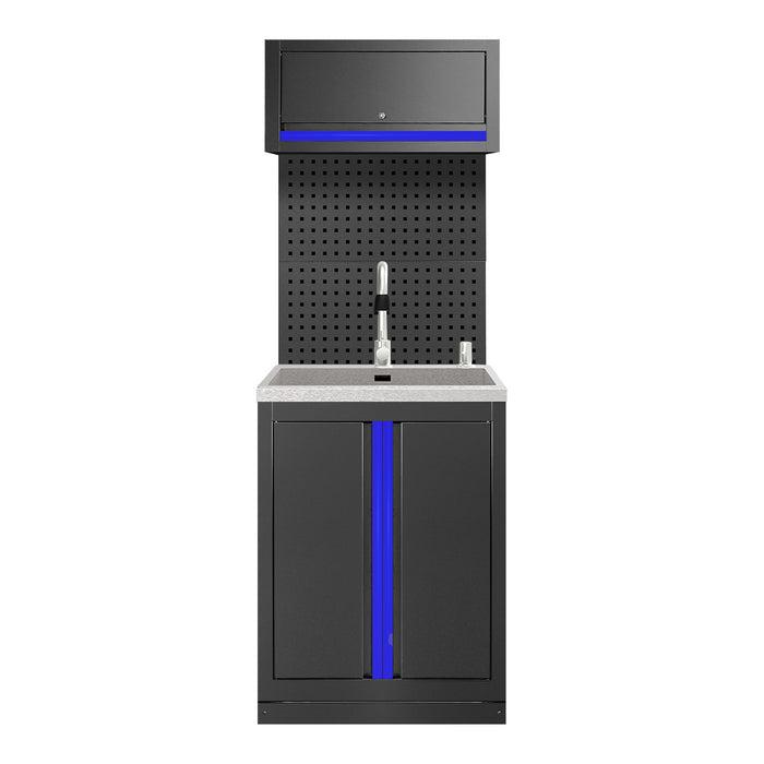 CONJUNTO DE MUEBLES MODULARES (6PCS) - EXTENSIÓN DE ARMARIO CON FREGADERO (REF.18103) - AZUL
