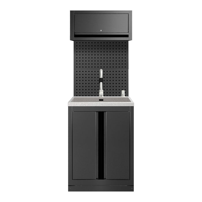 CONJUNTO DE MUEBLES MODULARES (6PCS) - EXTENSIÓN DE ARMARIO CON FREGADERO (REF.18103) - NEGRO