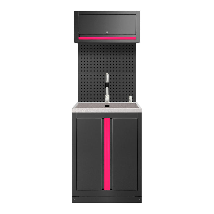CONJUNTO DE MUEBLES MODULARES (6PCS) - EXTENSIÓN DE ARMARIO CON FREGADERO (REF.18103) - ROSA
