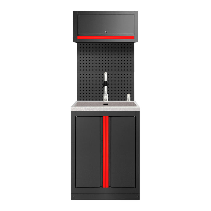 CONJUNTO DE MUEBLES MODULARES (6PCS) - EXTENSIÓN DE ARMARIO CON FREGADERO (REF.18103) - ROJO
