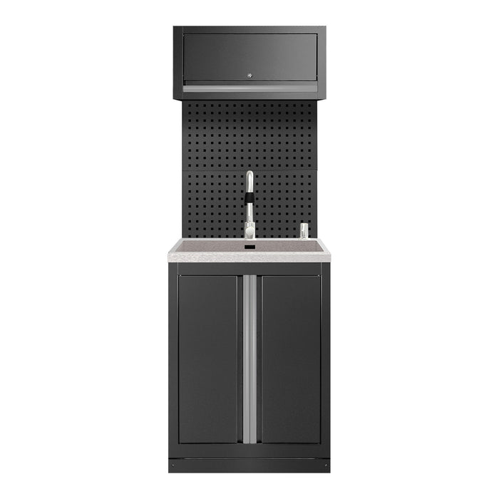 CONJUNTO DE MUEBLES MODULARES (6PCS) - EXTENSIÓN DE ARMARIO CON FREGADERO (REF.18103) - PLATEADO