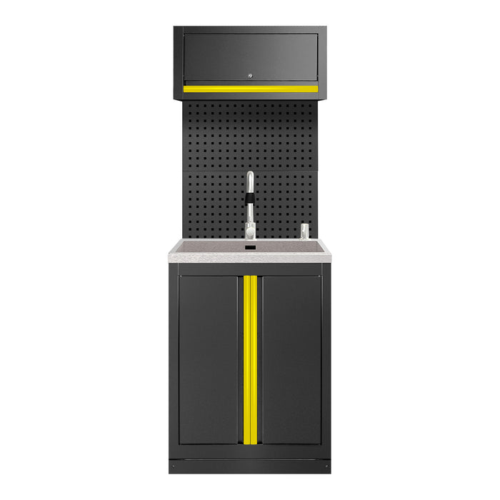 CONJUNTO DE MUEBLES MODULARES (6PCS) - EXTENSIÓN DE ARMARIO CON FREGADERO (REF.18103) - AMARILLO