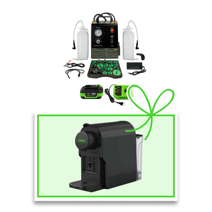 60067 SANGRADOR DE FRENOS ELÉCTRICO A BATERÍA + 60013 BATERÍA LI-ION 4.0AH + CAFETERA