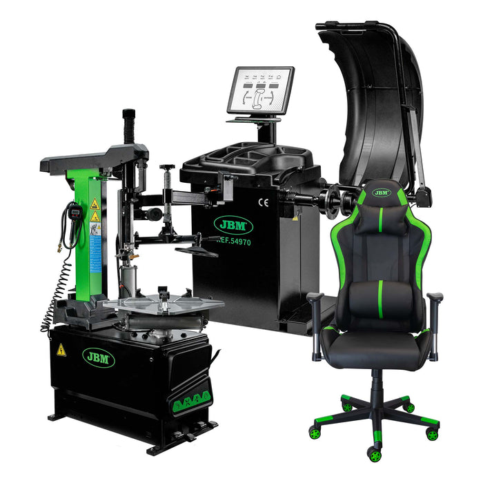 PACK 54970 EQUILIBRADORA DE RODAS DIGITAL + 54964 MÁQUINA DE DESMONTAR PNEUS + 53956 CADEIRA40.20