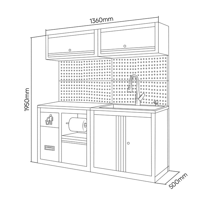 CONJUNTO DE MUEBLES MODULARES (13PCS) - EXTENSIÓN CON REF.16493 Y REF. 18103 - ROJO