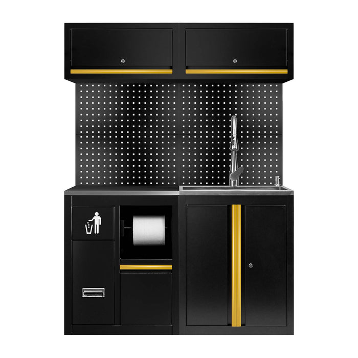 CONJUNTO DE MUEBLES MODULARES (13PCS) - EXTENSIÓN CON REF.16493 Y REF. 18103 - DORADO