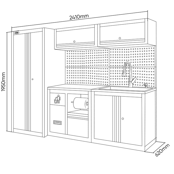 CONJUNTO DE MUEBLES MODULARES (14PCS) - EXTENSIÓN CON REF.18105, REF.16493 Y REF.18103 - NEGRO