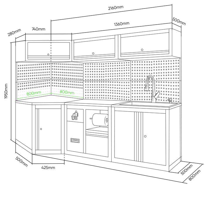 MODULAR FURNITURE SET (24 PCS) - EXTENSION WITH REF.16492, REF.16493 AND REF.18103 - GOLD