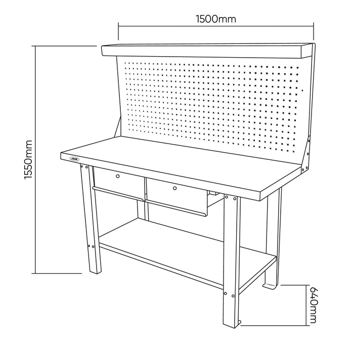 MESA DE TRABAJO DE 2 CAJONES CON PANEL FRONTAL