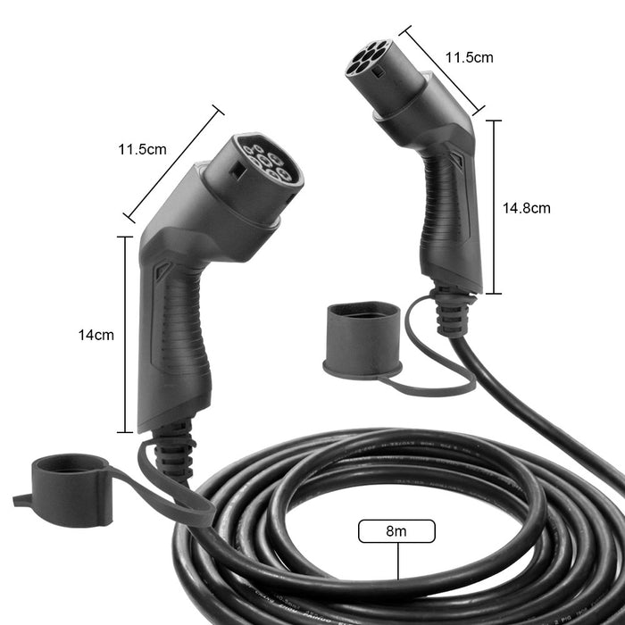 CABLE DE CARGA PARA COCHE ELÉCTRICO, 22KW, 32 A, TIPO 2 A TIPO 2 (TRIFÁSICO)